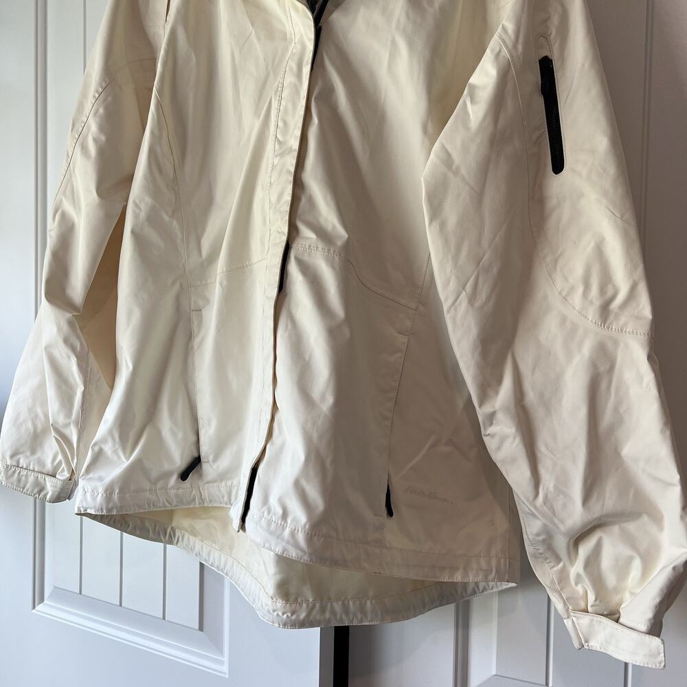 Eddie Bauer White Windbreaker Full Zip Hooded Midweight Jacket XL Weatheredge - Picture 11 of 12